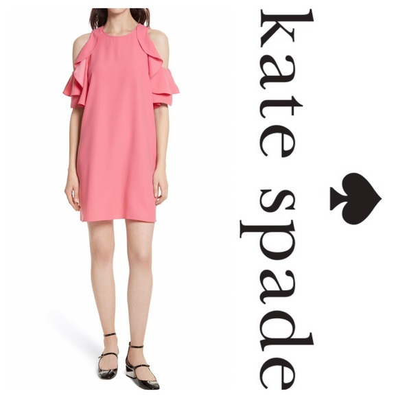 New Kate Spade Cold Shoulder Crepe Dress Petunia - Picture 4 of 5